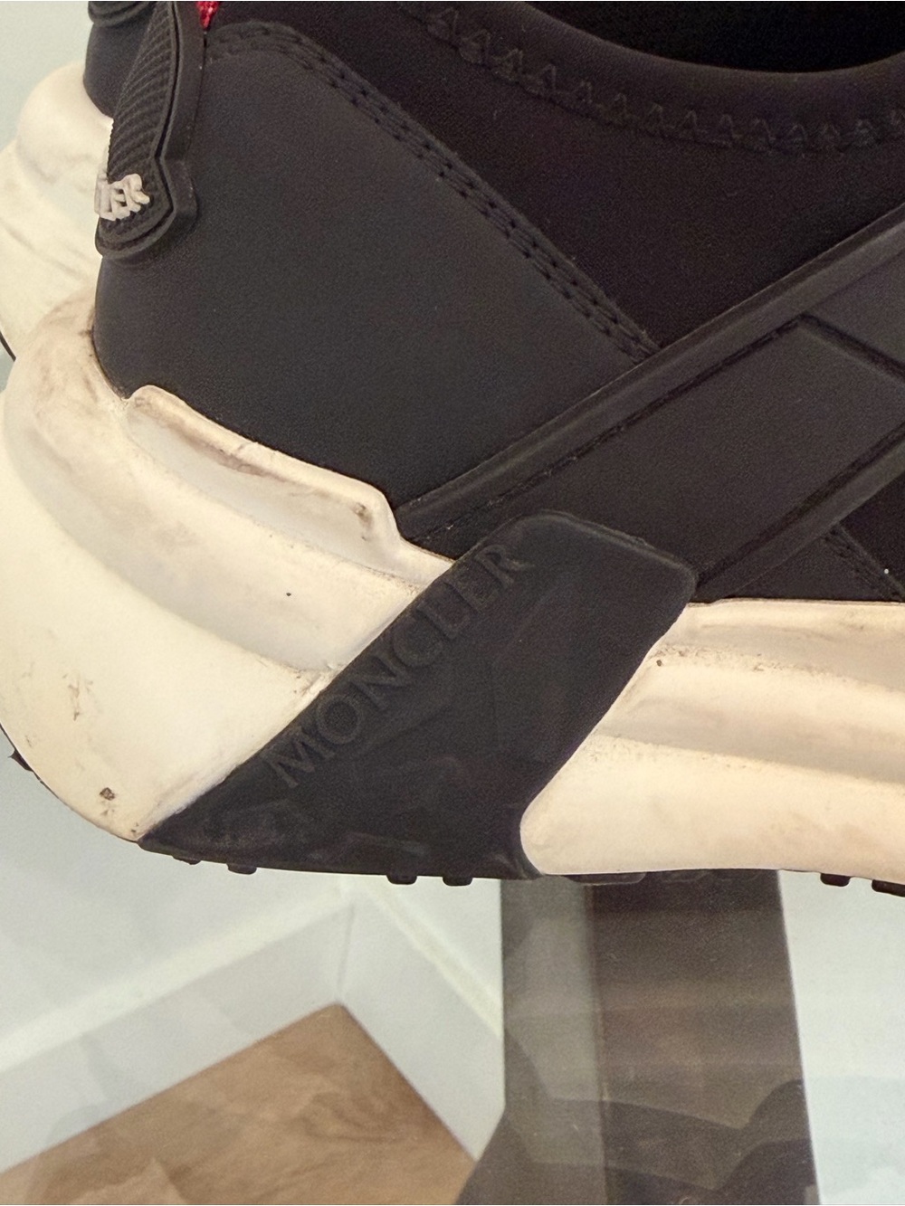 Moncler Black Neoprene Sneakers Chunky Sole Logo Size 6.5 - Picture 6 of 15